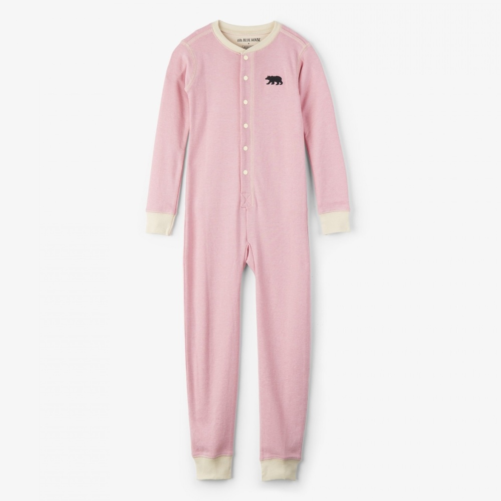 Little Blue House Pyjamas Pink Bear Bum Union Suit